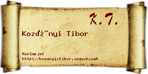 Kozányi Tibor névjegykártya